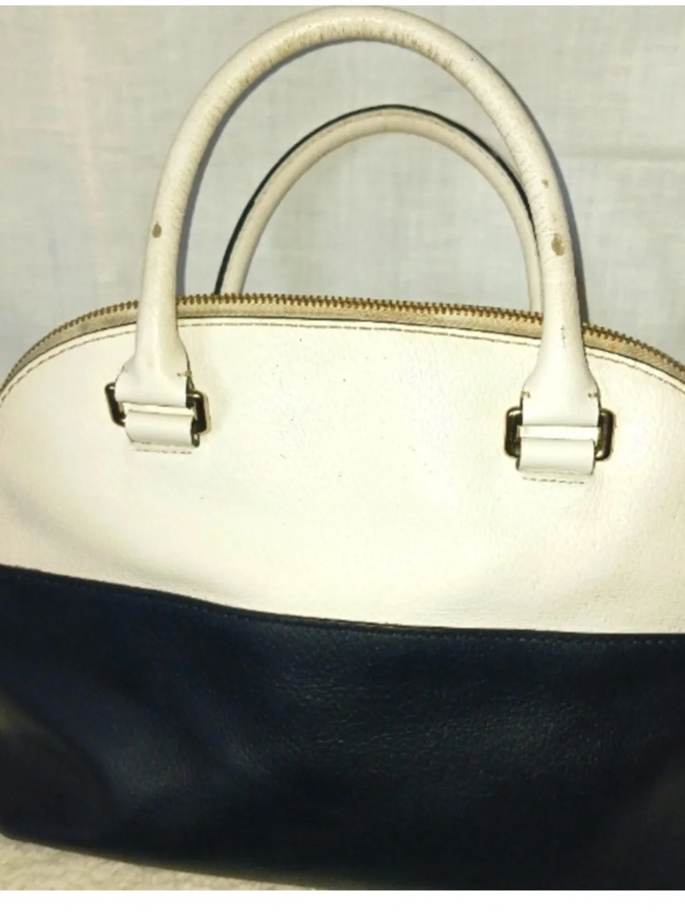 Kate Spade Cream and Black Two-Tone Soft Handbag